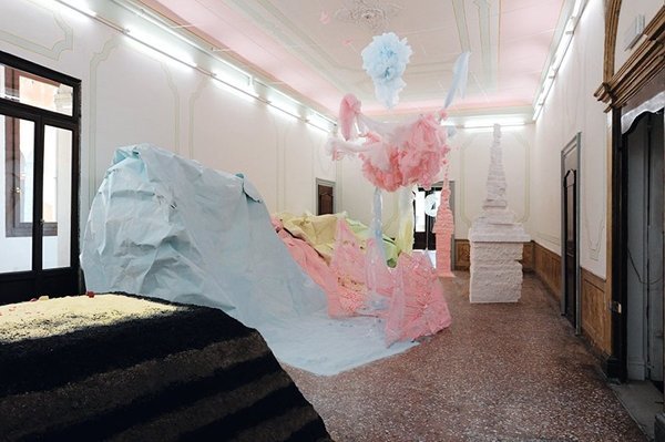 Karla Black Installation View Palazzo Pisani 2011; courtesy the artist and Galerie Gisela Capitain Cologne