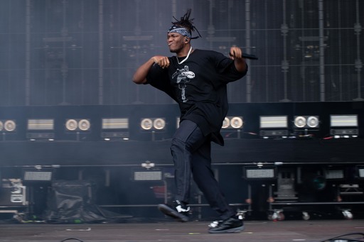 KSI runs across stage at TRNSMT festival.