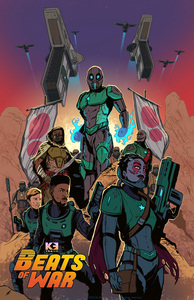 A panel from Beats of War, showing a selection of Black superhero figures.