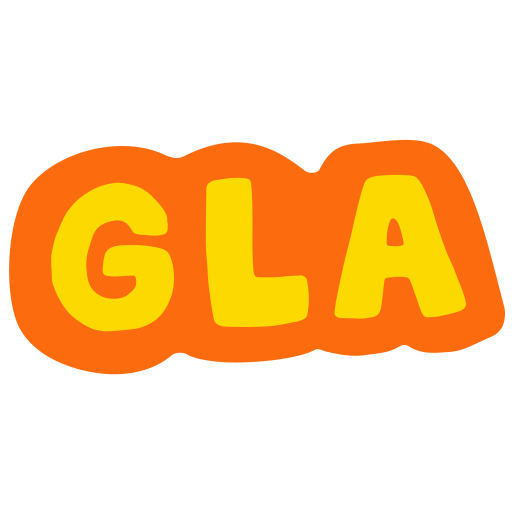 Illustrated lettering reading 'GLA'.