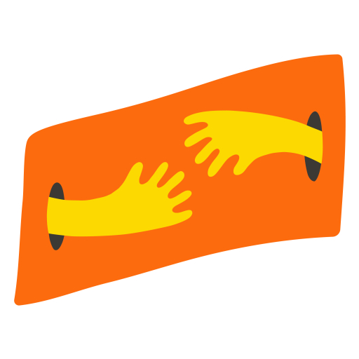 An illustration of two yellow hands reaching out to one another, against an orange backdrop.