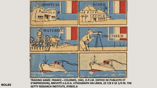 Image of scenes from a French colonial board game