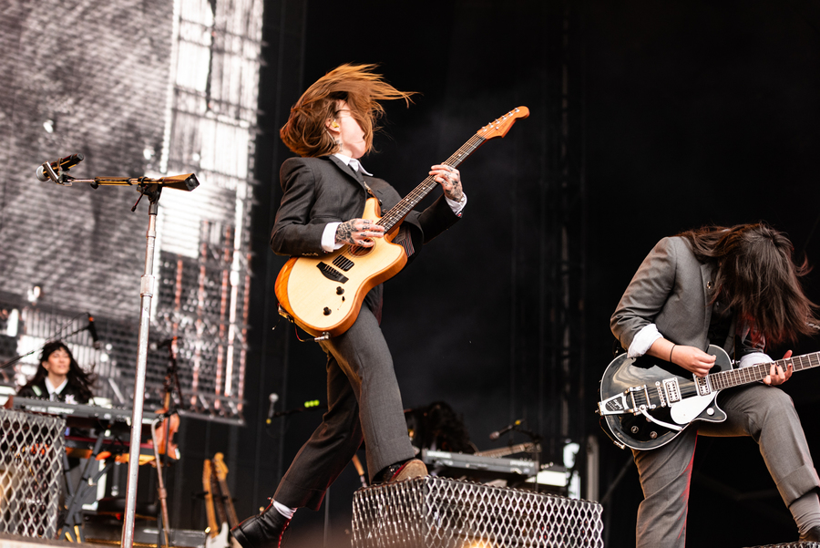 Julien Baker and Lucy Dacus on stage at Connect Festival.