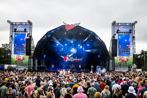 A crowd in front of a stage at Belladrum music festival.