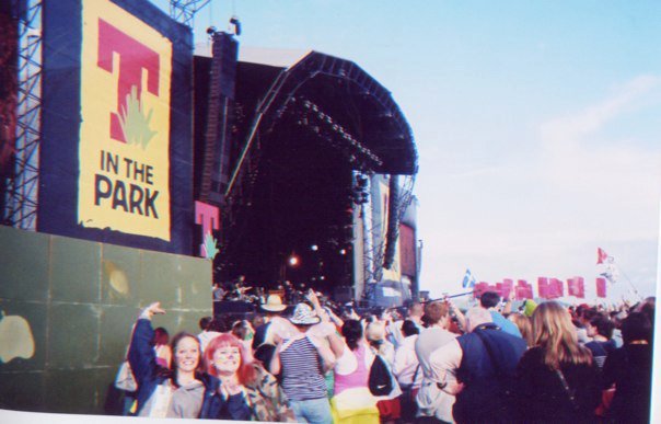 A photograph of a crowd beside a stage at T in the Park.