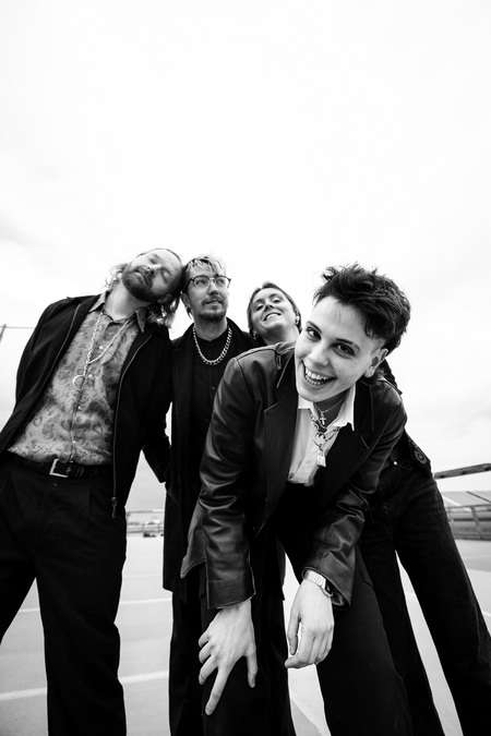 Black and white photo of Maz and the Phantasms.