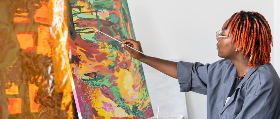 Jj Fadeka in their studio at The Cube 45 Leith St Edinburgh. Photo credit Sally Jubb 10