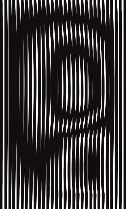 An abstract black and white illustration.