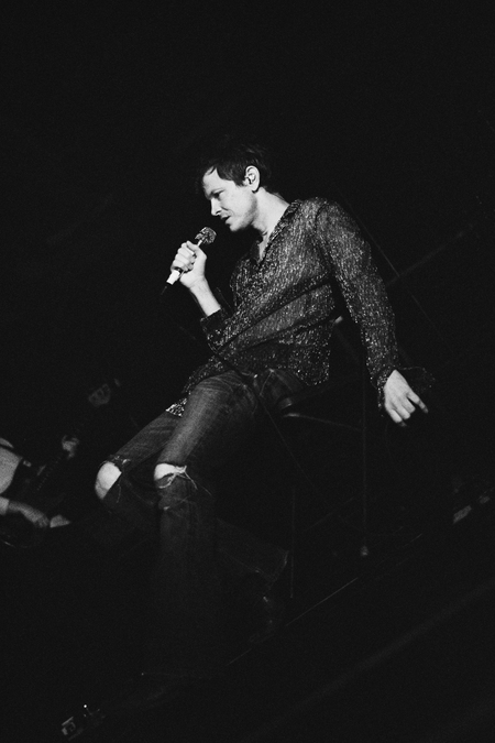 Black and white photo of Perfume Genius.