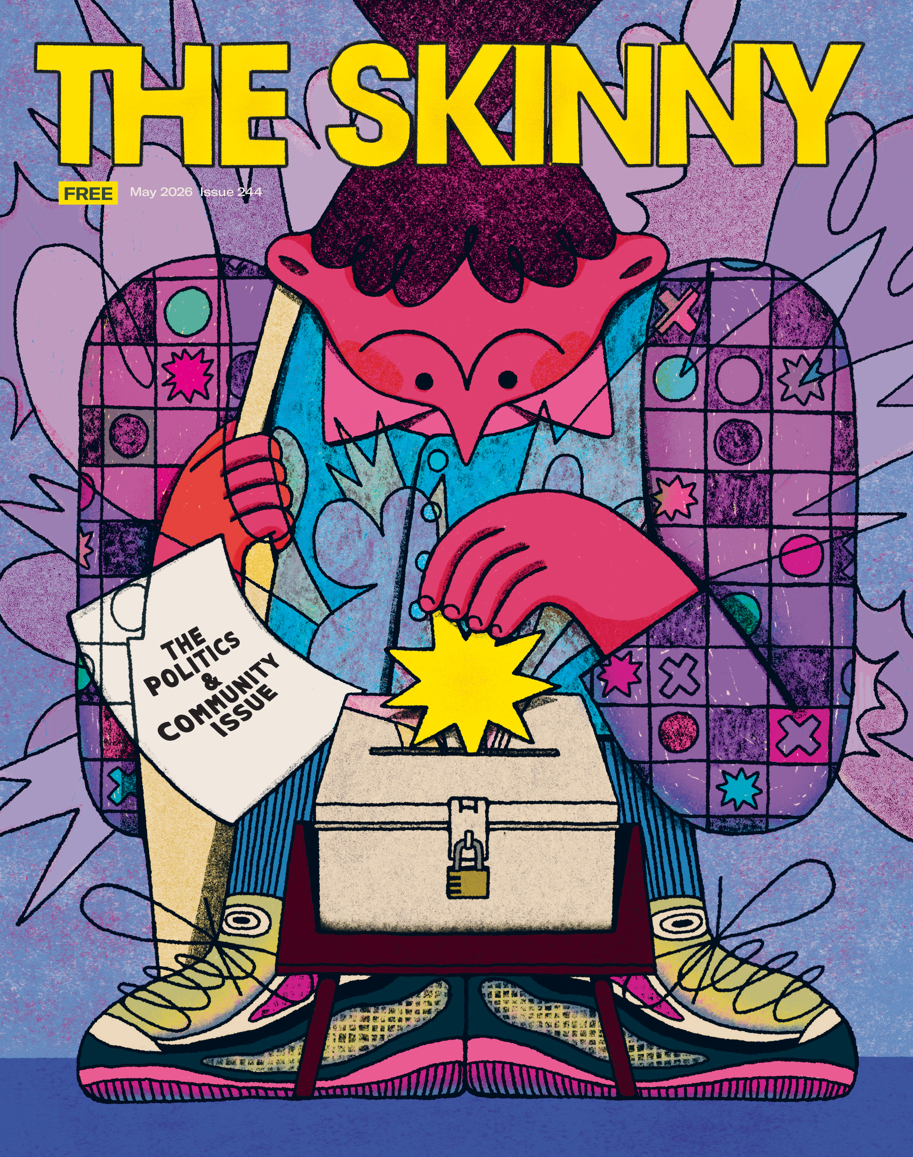 The cover of the May 2026 issue of The Skinny.